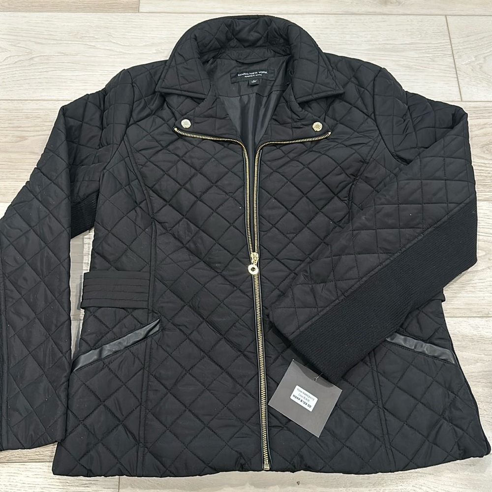 Marc New York Black Quilted Jacket Sz L NEW